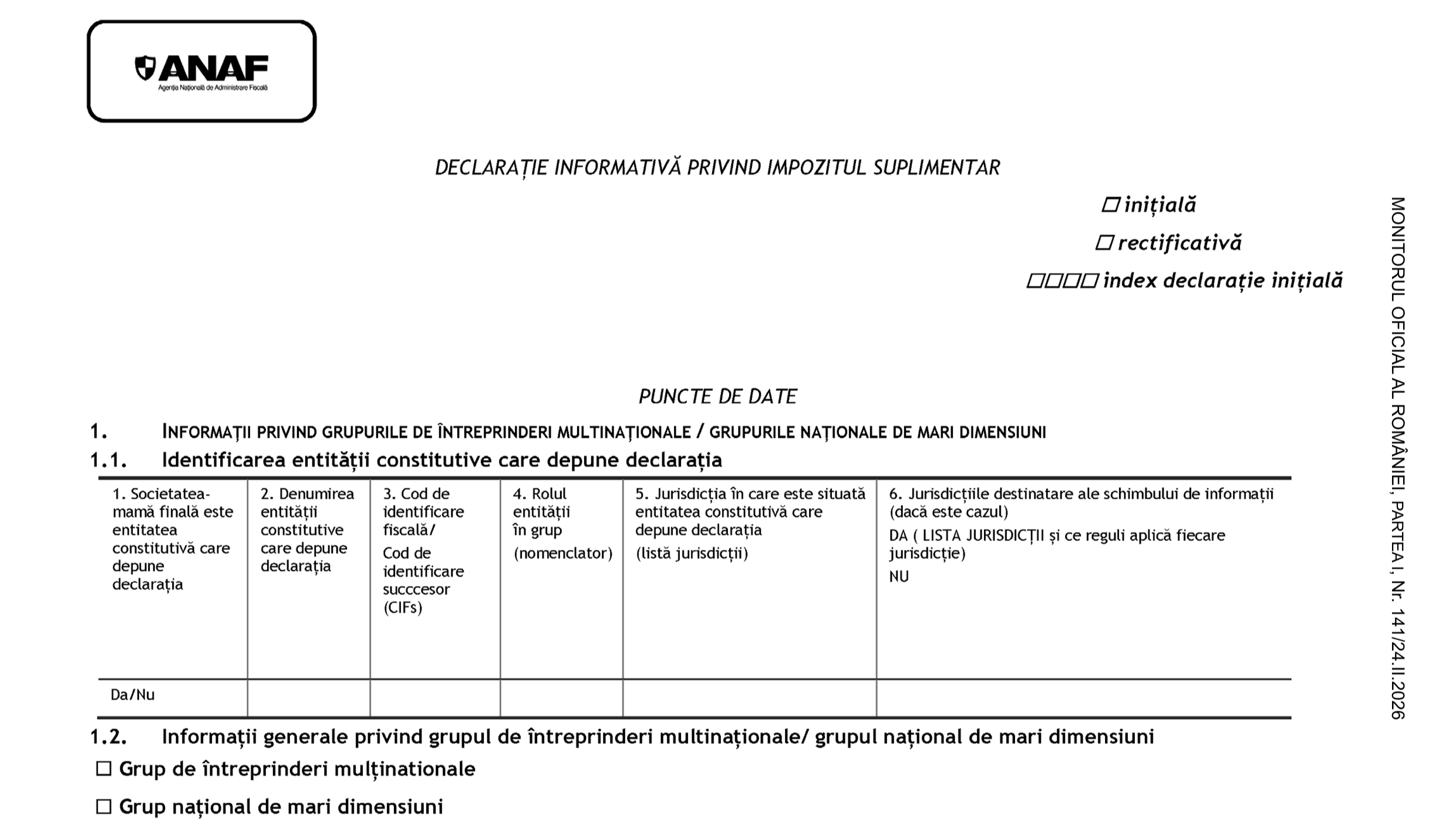 ANAF introduce Declarația informativă privind impozitul suplimentar. Termenul general este de 15 luni de la încheierea exercițiului financiar