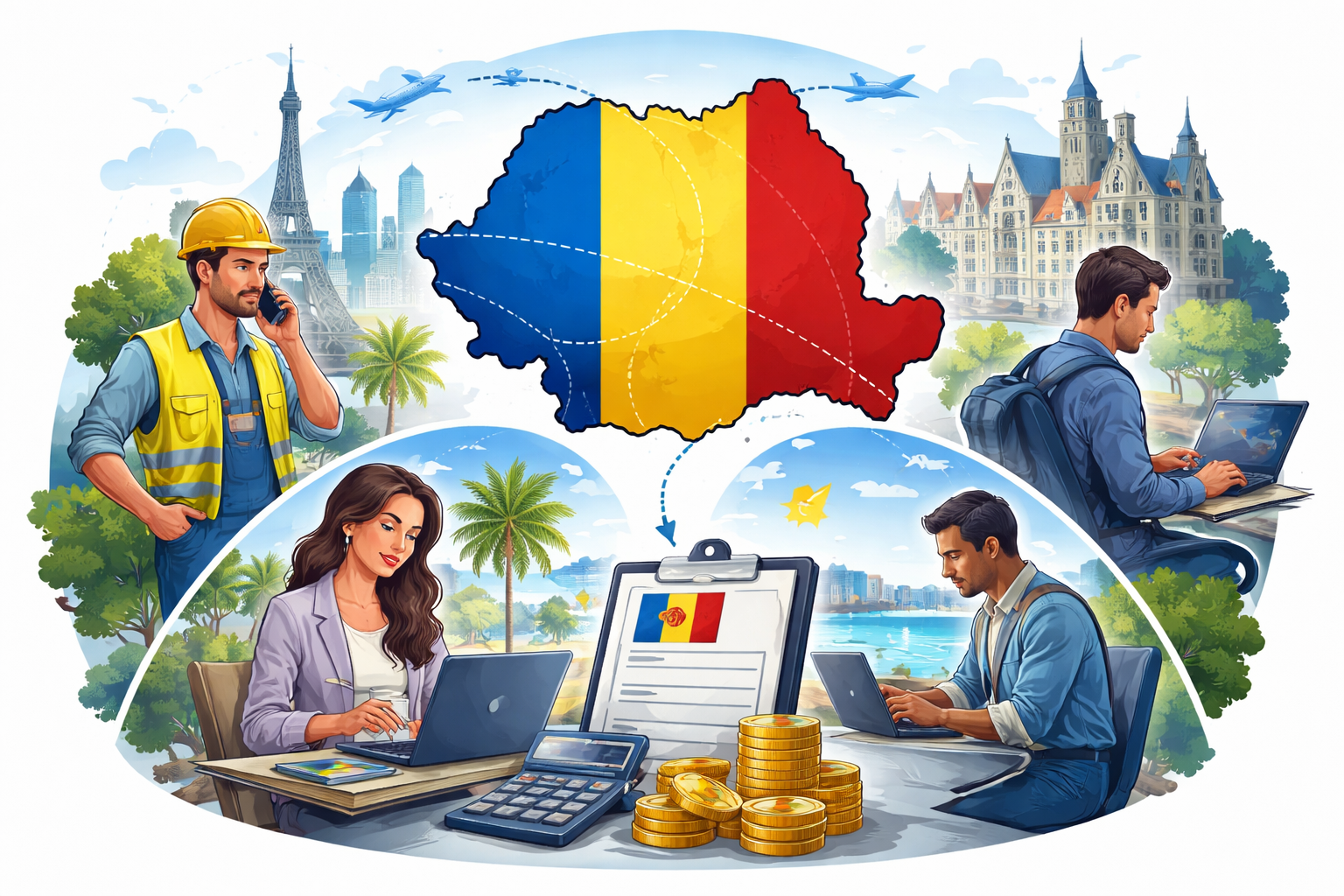 Românii nomazi, expați și migranți care muncesc peste hotare, dar plătesc taxe în România. Care este numărul lor și în ce țări lucrează