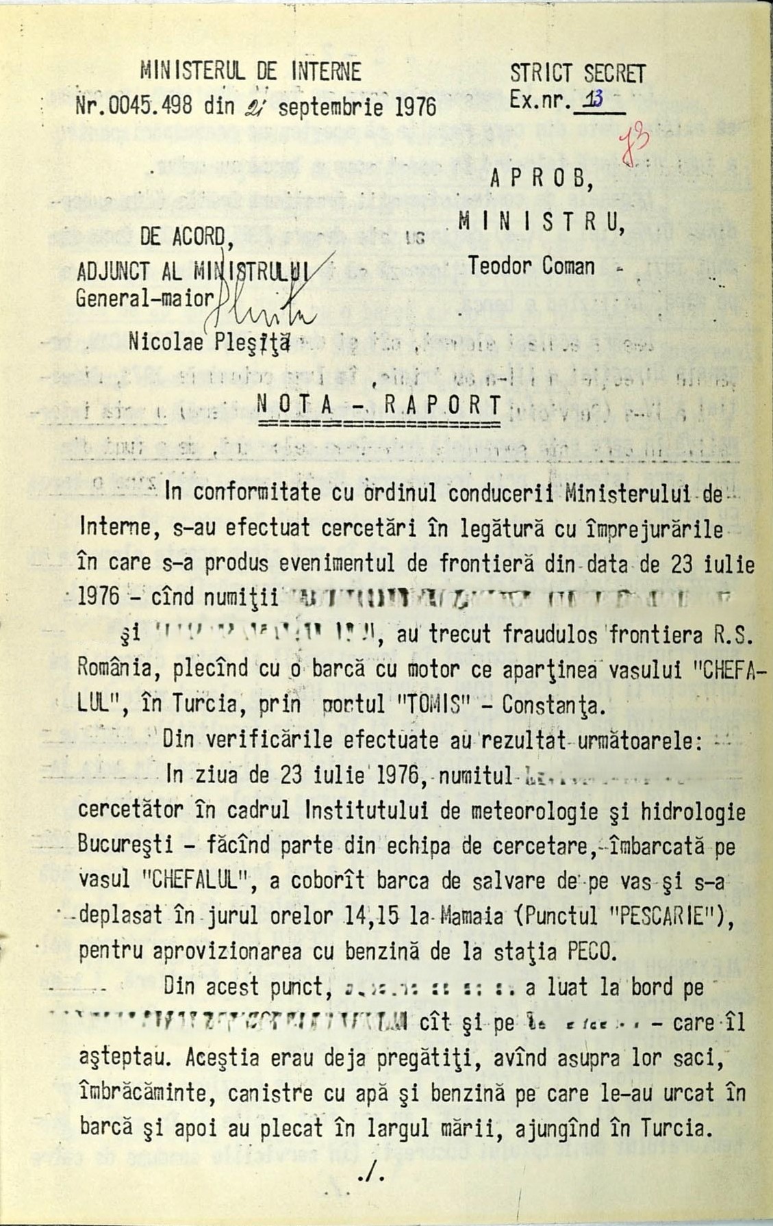 Evadare din „raiul comunist”: fuga cu barca spre Turcia și raportul secret care a devoalat eșecul Securității