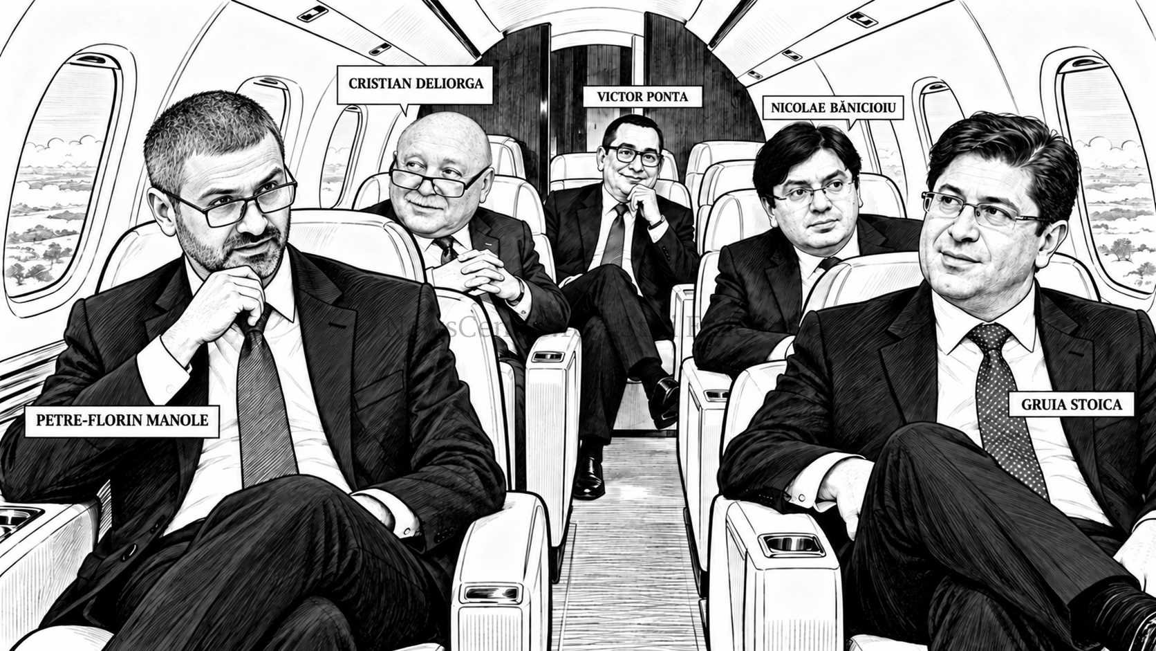 Fostul ministru PSD Florin Manole, Victor Ponta, afaceristul Gruia Stoica și judecătorul CCR Cristian Deliorga, în același avion privat spre Mykonos