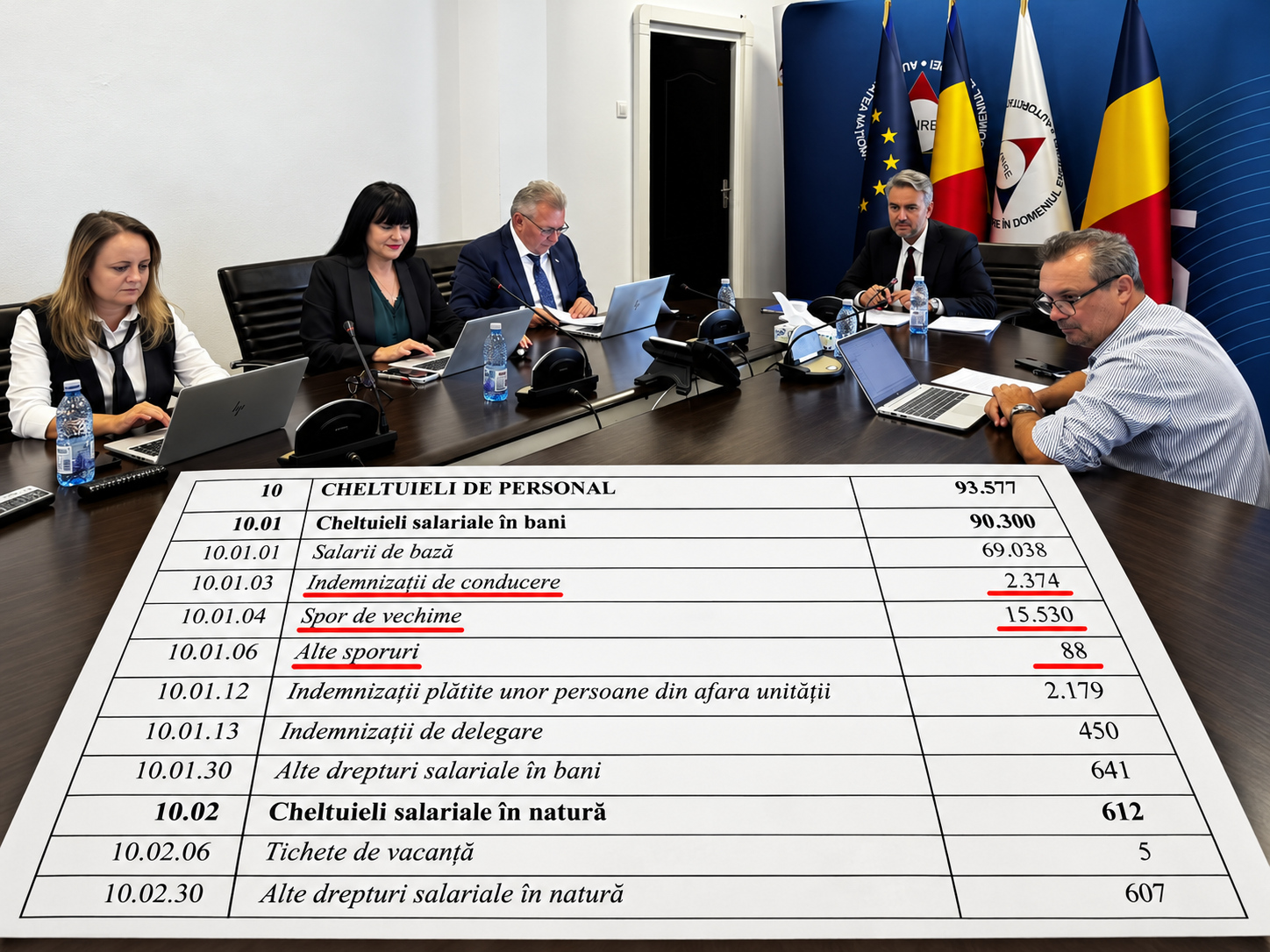 Ilustrație cu o ședință a conducerii ANRE și a ordinului prin care s-a aprobat primele